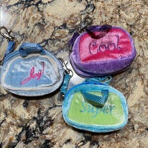 Aurora 3 piece lot Plush Keychain Coin Purse super. Cool. Joy zippers work